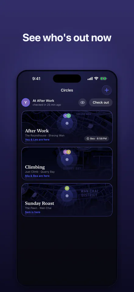 Circles — See which friends are out